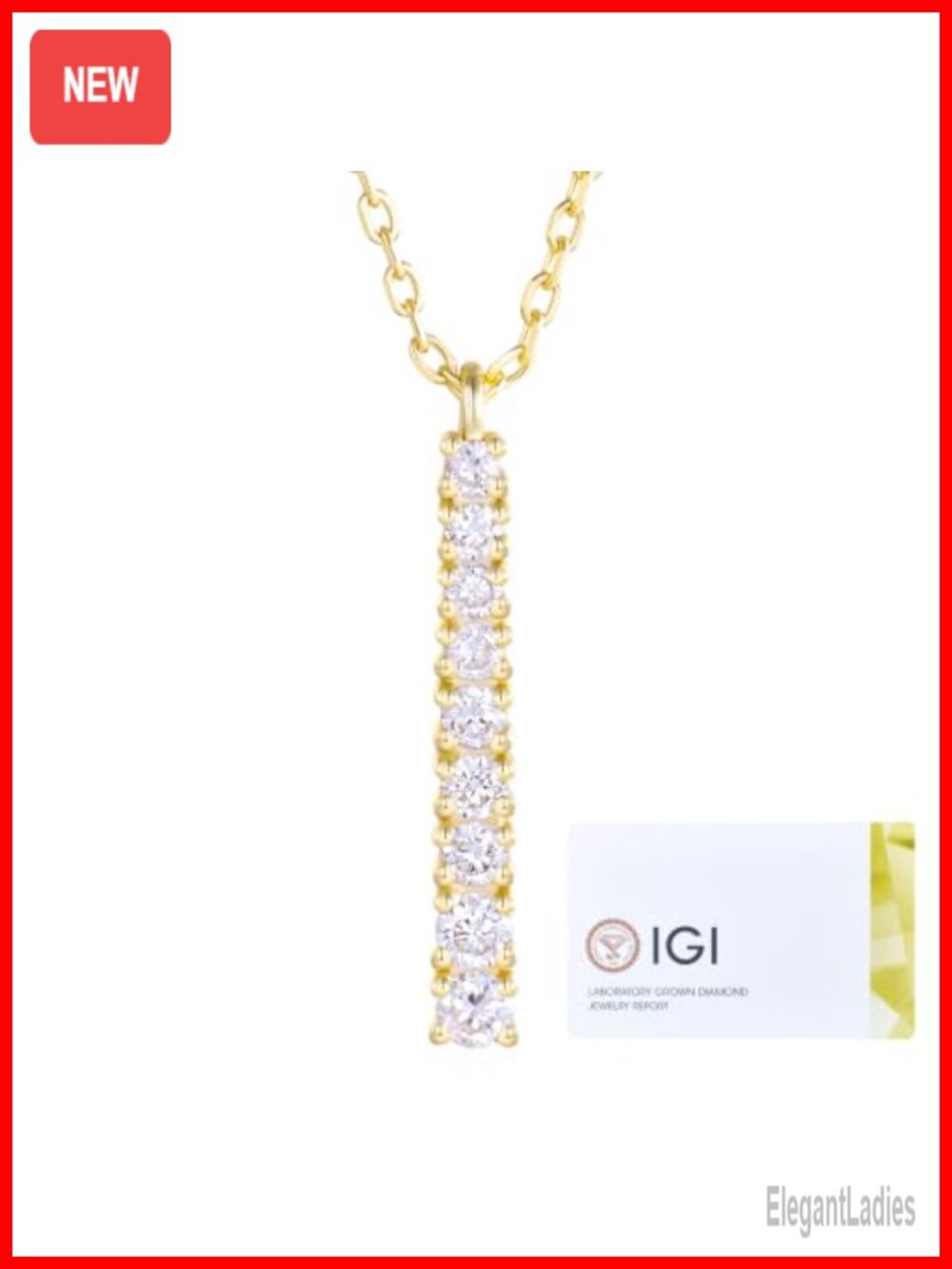 925 Sterling Silver 14K Gold Plated Pave Diamond Bar Necklace 16+3"